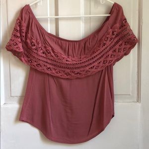 Mauve Socialite off the shoulder top